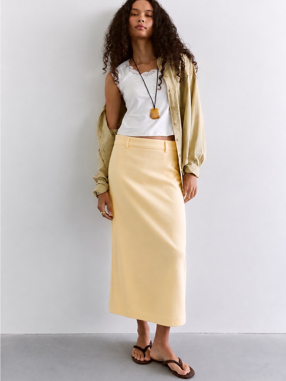 Aura Soft Butter Yellow Maxi Skirt
